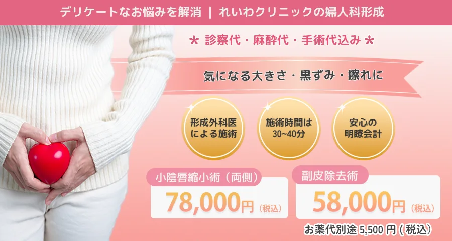 れいわクリニックの婦人科形成（小陰唇縮小術・副皮除去術）LPへ
